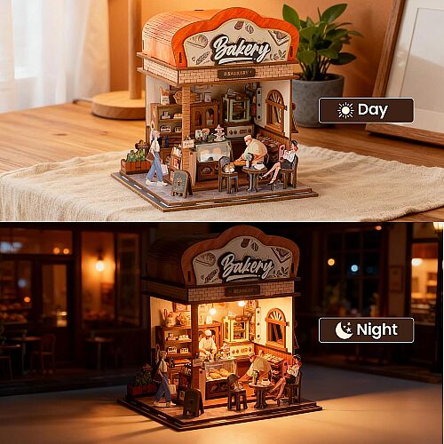3D Wooden Puzzle Book Street View Bakery 68073 - 5