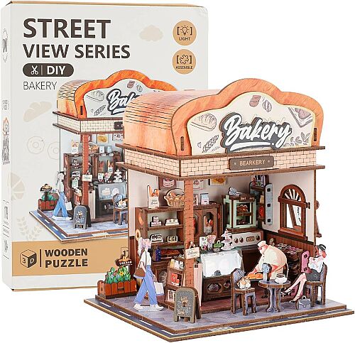 3D Wooden Puzzle Book Street View Bakery 68073 - 6