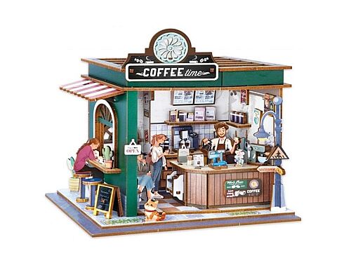 3D Wooden Puzzle Book Street View Coffee Shop 68072 - 1