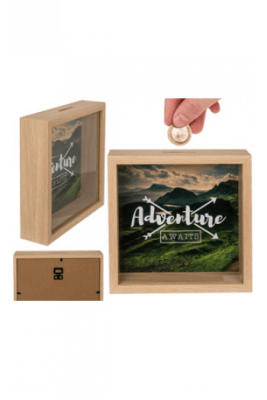 Ahşap Para Kutusu Macera - Wooden Savıng Box Adventure Awaıts 20X20 Cm. 144457 - 1