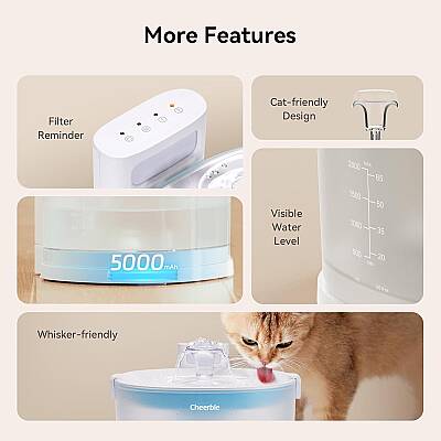 Cheerble Pet Fountain E1 (Elfin 1) Cdy01 Kedi ve Küçük Irk Köpekler İçin Otomatik Su Kabı - 3