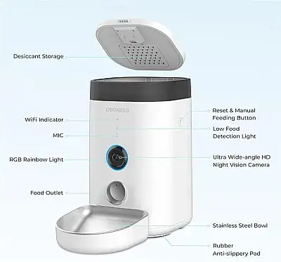 Airpet F10A Smart Cam Feeder (3.6L) F10A Akıllı Otomatik Mama Kabı – Kamera Kontrollü - 2