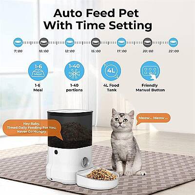 Airpet F12 Smart Programmabl E Feeder-4L (Stainless Steel Bowl) F12 Otomatik Mama Kabı - 3