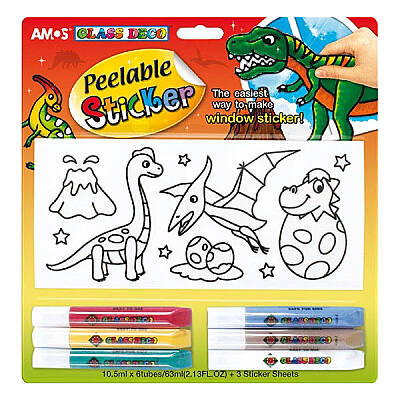 Amos Cam Boyama Seti Peelable Sticker 10.5 ml 6lı Paket PS10B6-D3 - 1