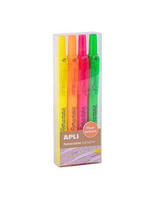 Apli 4'lü Paket Geri Çekilebilir Pastel Fosforlu Kalemler - Karışık Renkler - 3