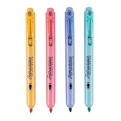 Apli 4'lü Paket Geri Çekilebilir Pastel Fosforlu Kalemler - Karışık Renkler - Apli
