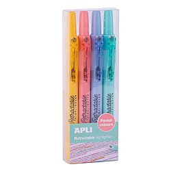 Apli 4'lü Paket Geri Çekilebilir Pastel Fosforlu Kalemler - Karışık Renkler - 2