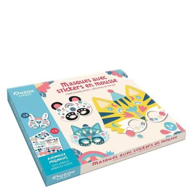 Auzo Toys Aksesuar Setim - 8 Sevimli Hayvan Maskesi - 200+ Kabartmalı Sticker - 1
