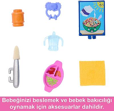 Barbie Skipper Bebek Bakıcısı Sarı Saçlı Bebek ve Oyun Seti Htk35 - 5