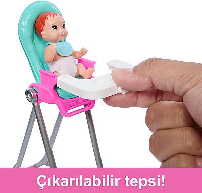 Barbie Skipper Bebek Bakıcısı Sarı Saçlı Bebek ve Oyun Seti Htk35 - 4