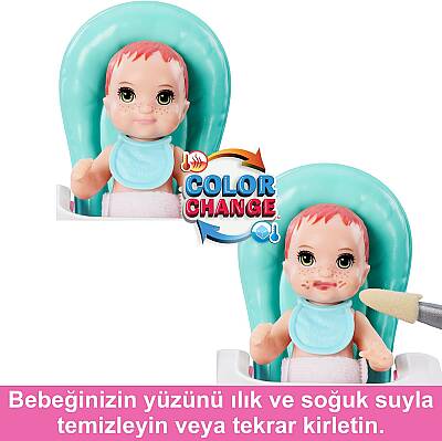 Barbie Skipper Bebek Bakıcısı Sarı Saçlı Bebek ve Oyun Seti Htk35 - 3