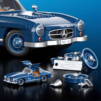 Brick Shop Hot Wheels Premium Serisi Mercedes-Benz 300 SL Araba Yapım Seti 1600 Parça HWW25 - 2