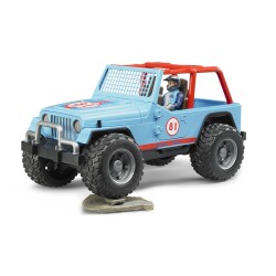 Bruder Jeep Cross Safari Aracı & Kasklı Pilotlu - Mavi BR02541 - 2