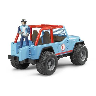 Bruder Jeep Cross Safari Aracı & Kasklı Pilotlu - Mavi BR02541 - 3