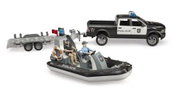Bruder Ram 2500 Polis Aracı ,Römork, Zodyak, 2 Fıgür Ve Aksesuarlar Br02507 - 3