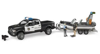 Bruder Ram 2500 Polis Aracı ,Römork, Zodyak, 2 Fıgür Ve Aksesuarlar Br02507 - 4