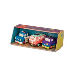 B.Toys 3'lü Mini Çek-Bırak Araba Seti - Polis/Retro Van/Jeep Bx1695Z 