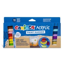 Carıoca Akrilik Paint Marker Su Bazlı Fırça Uçlu 18'Li - Carioca