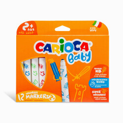 Carioca Jumbo Bebek Süper Yıkanabilir Keçeli Boya Kalemi 12'Li +2 Yaş 42814 - 5