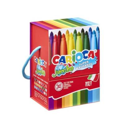 Carioca Jumbo Süper Yıkanabilir Keçeli Boya Kalemi 30'lu (Sert Kutu) - 1