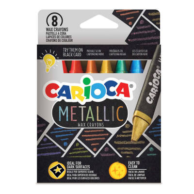 Carioca Jumbo Üçgen Mum Boya Kalemi Metalik 8’Li 43163 - 1