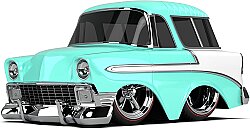 CarTuned S2 1956 Chevy Nomad - Mavi Custom Araba 530091 - Car Tuned