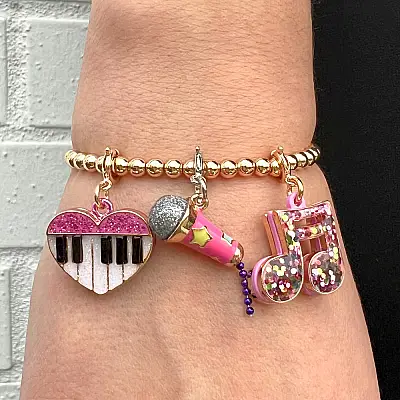 Charm It Gold Glitter Piano Heart Ct03-18 - 2