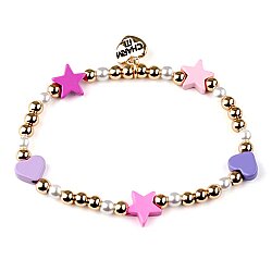Charm It Gold Heart & Star Stretch Bead Bracelet /Genişleyen Boncuk Bilezik CIBB124 - Charm It
