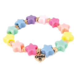 Charm It Gold Pastel Star Stretch Bead Bracelet /Genişleyen Boncuk Bilezik Cıbb201 - Charm It