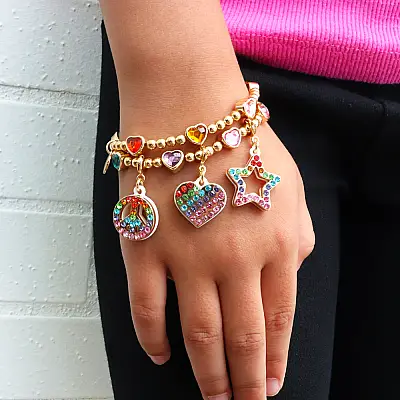 Charm It Gold Rainbow Sparkle Heart Ct02-39 - 2