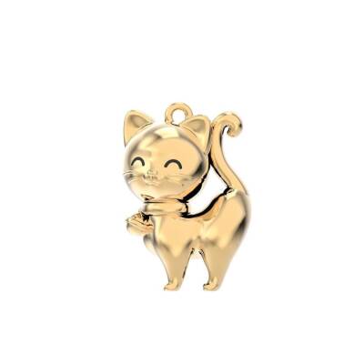 Chocli 18 Ayar Altın Kaplama Kedi Kolye Ch0106 - 4