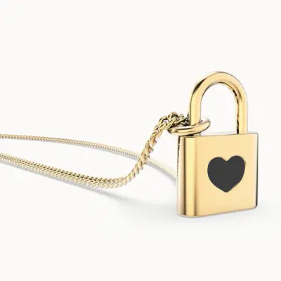 Chocli 18 Ayar Altın Kaplama Gold Kilit Kolye CH0603 - 4