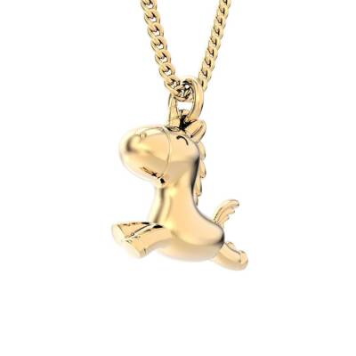 Chocli 18 Ayar Altın Kaplama Uçan Unicorn Kolye Ch0101 - 1