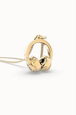 Chocli 18 Ayar Altın Kaplama Kulaklık Kolye Ch0405 - 3