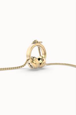 Chocli 18 Ayar Altın Kaplama Kulaklık Kolye Ch0405 - 4