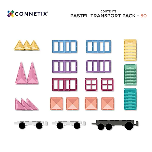 Connetix Pastel Transport Pack Manyetik Bloklar - 50 Parça - 10