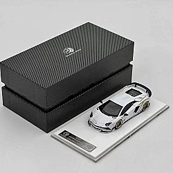 Die Cast Lamborghini Aventador 1/64 - S Rowen Rotating Wheel Rw - Pearl White - 2
