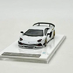 Die Cast Lamborghini Aventador 1/64 - S Rowen Rotating Wheel Rw - Pearl White - 4