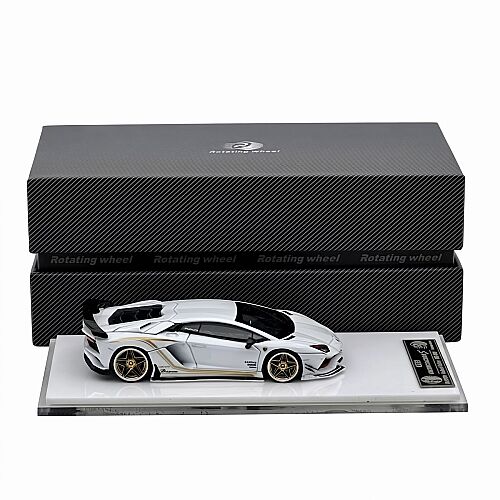 Die Cast Lamborghini Aventador 1/64 - S Rowen Rotating Wheel Rw - Pearl White - 1
