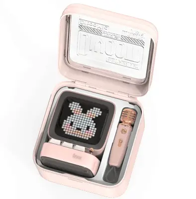 Divoom Ditoo Mic Piksel Ekranlı Karaoke Mikrofonlu 15W Pembe Bluetooth Hoparlör - 5