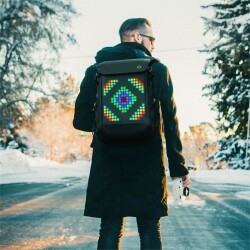 Divoom Pixoo Backpack M Siyah Piksel Led Ekranlı Sırt Çantası - 3