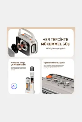 Divoom SongBird Ultra 100W Çift Mikrofonlu Karaoke Bluetooth Hoparlör, Taşınabilir Ses Bombası - 4
