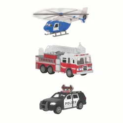 Driven 3'lü Set - Helikopter, Polis Arabası, İtfaiye Arabası Wh1178Z - Driven