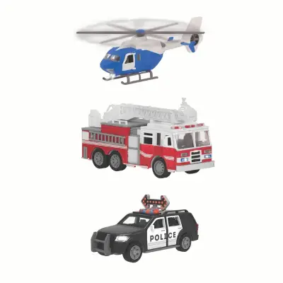 Driven 3'lü Set - Helikopter, Polis Arabası, İtfaiye Arabası Wh1178Z - 1