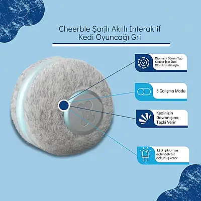 Airpet Ball M1 C0419-G Şarjlı Akıllı İneraktif Kedi Oyun Topu, Gri - 4