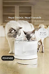 Airpet Cheerble Pet Fountain E1+ (Elfin 1 Plus) Cdy02 Çelik Hazneli Şarjlı Otomatik Kedi Su Pınarı - 5