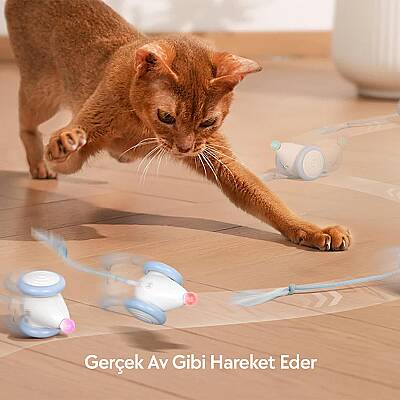 Airpet Wicked Mouse Neo Cwj03-Bl Şarjlı Akıllı İneraktif Kuyruklu Kedi Fare Oyuncağı, Mavi - 2