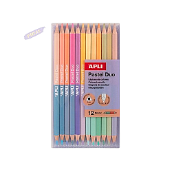 Apli Duo Bicolor 12'Li Pastel Renkli Boya Kalemi - Aplı
