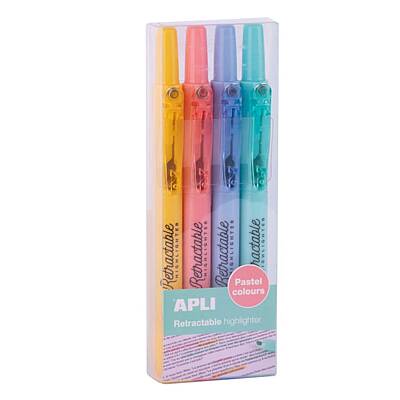 Apli 4'lü Paket Geri Çekilebilir Pastel Fosforlu Kalemler - Karışık Renkler - 2