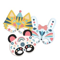 Auzo Toys Accessory Set - 8 Cute Animal Masks - 200+ Embossed Stickers - 2